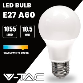 Bombilla V-TAC LED E27 A60 10,5W CALIDO