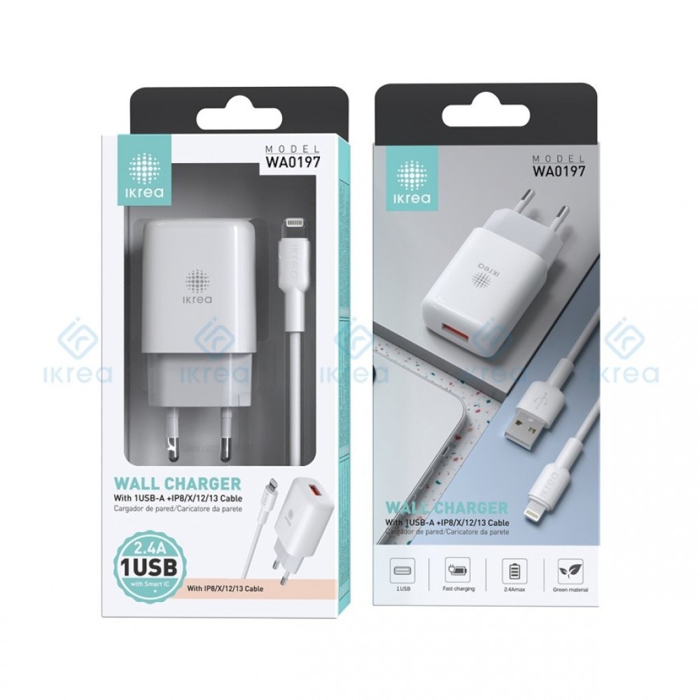 Cargador Rapido iPHONE WA0197 2.4A 5V Blanco